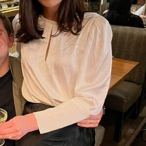 Walter Baker Kimberly Puff Sleeve White Satin Blouse - Size Medium